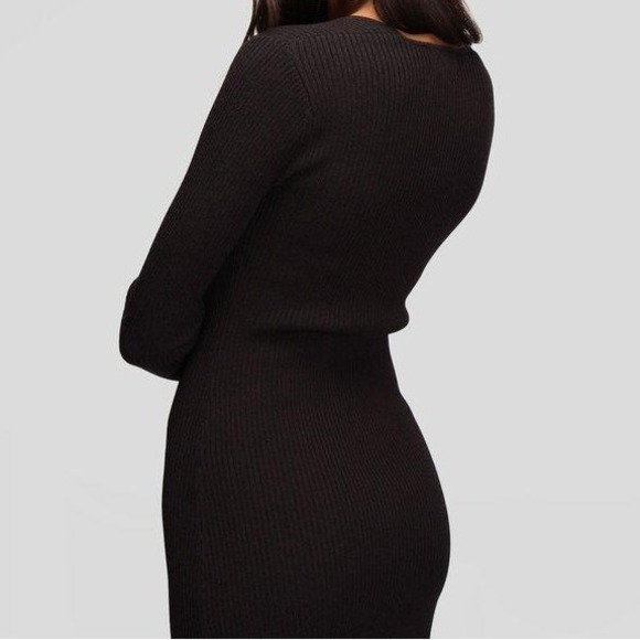 GANNI Melange Knit Ribbed Dress Long Sleeve in Black NEW Sz XL - Picture 16 of 16